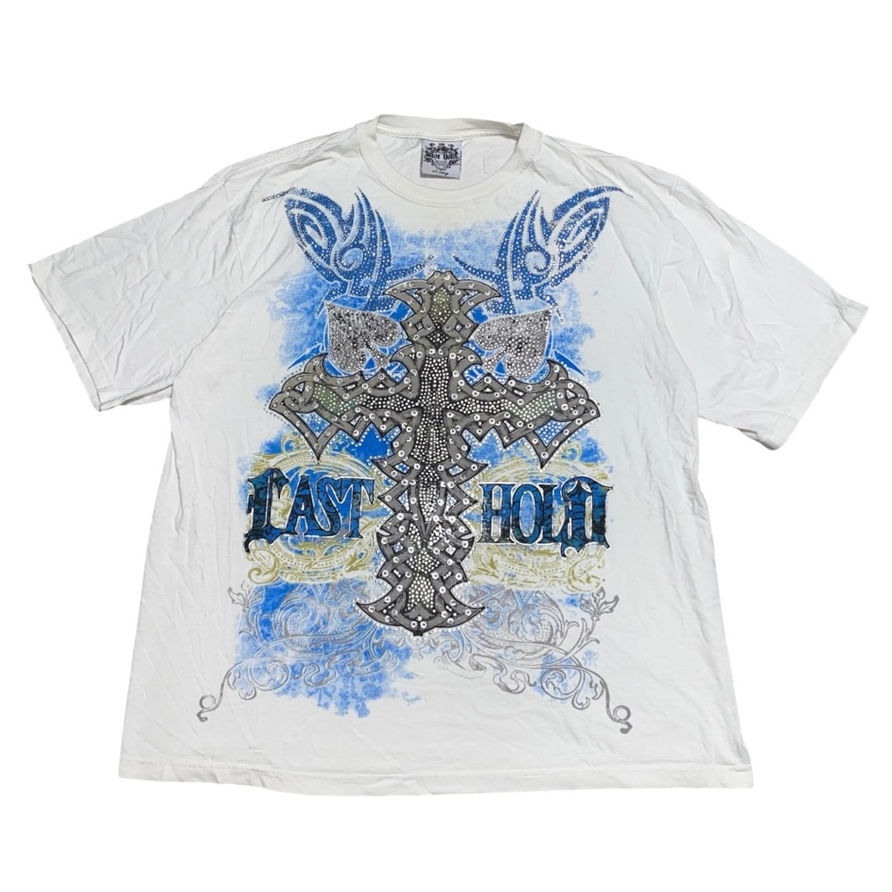 VTG Y2K Last Hold T Shirt Grunge All Over Print 4XL (L)